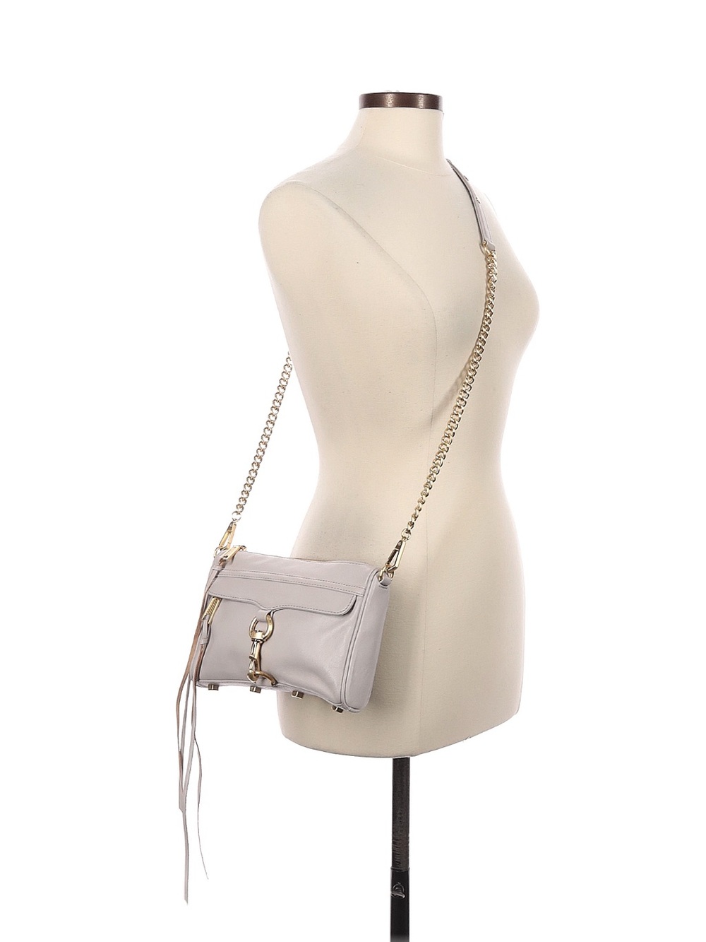 Rebecca Minkoff Mini MAC Crossbody Grey Leather Gold Chain